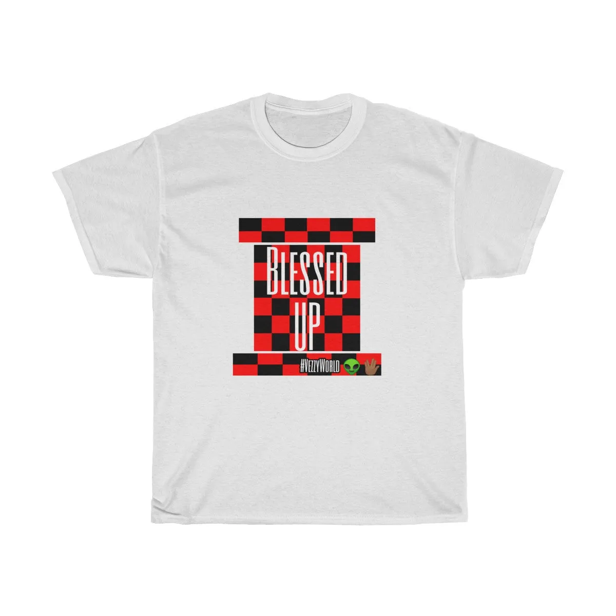 Red Checkered " Blessed Up" Tee 