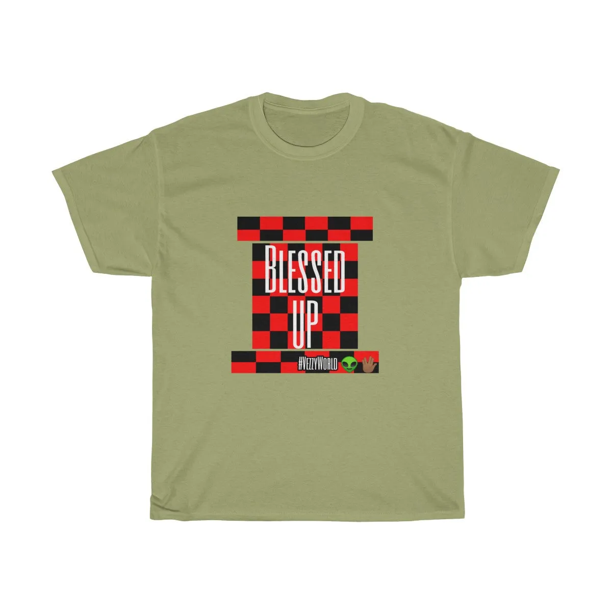 Red Checkered " Blessed Up" Tee 