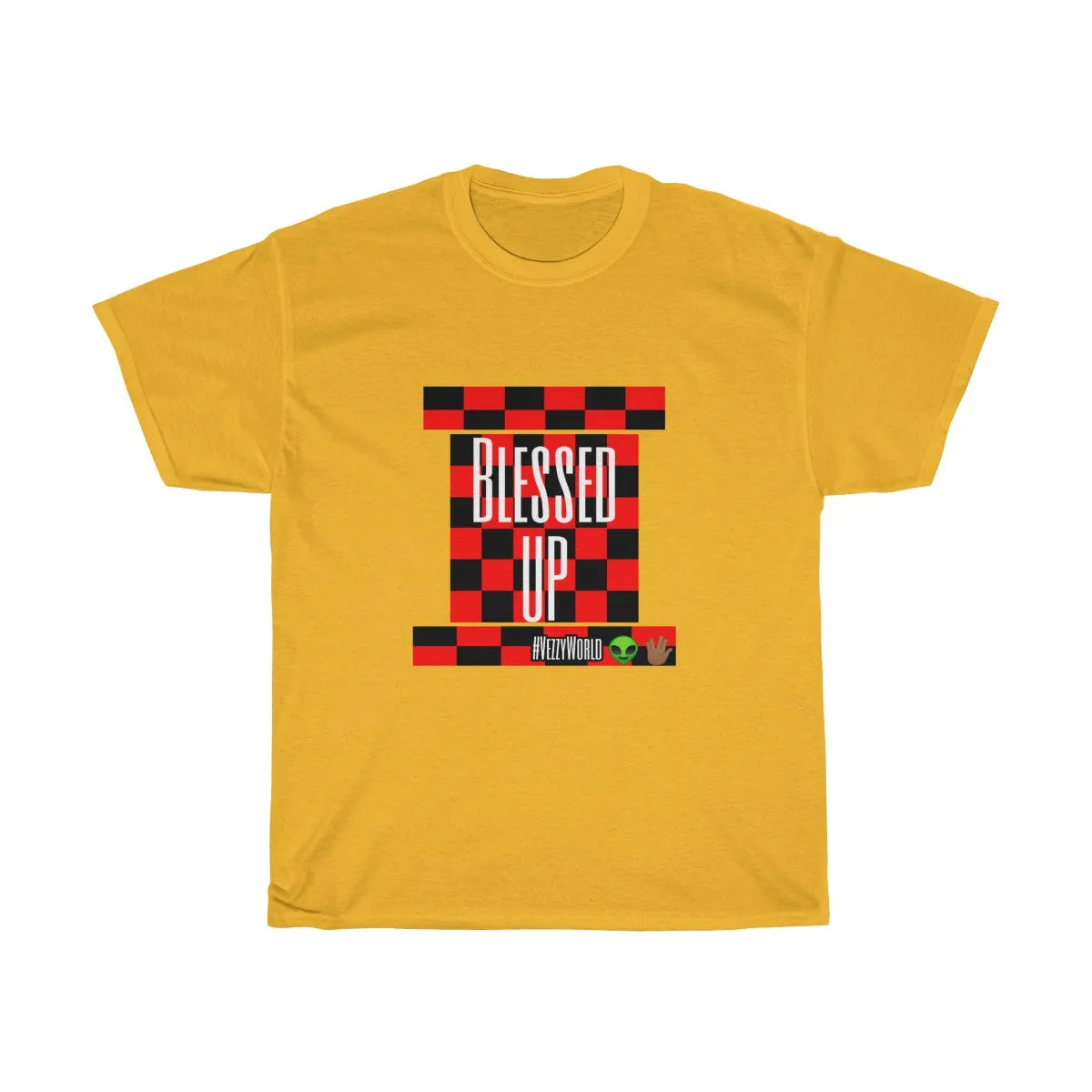 Red Checkered " Blessed Up" Tee 