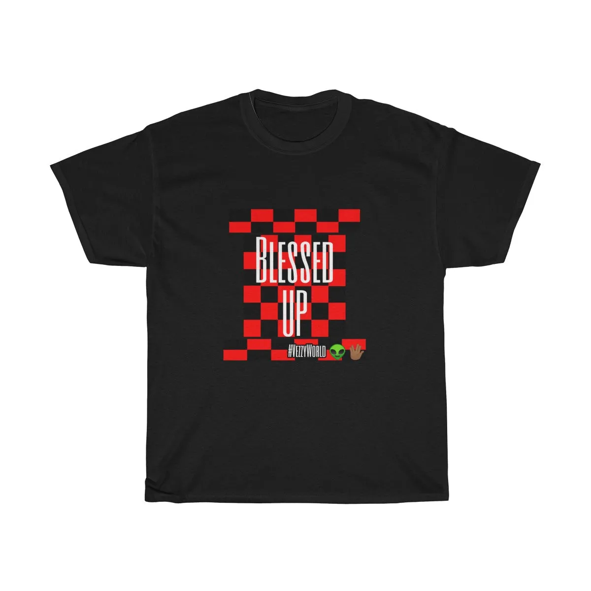 Red Checkered " Blessed Up" Tee 