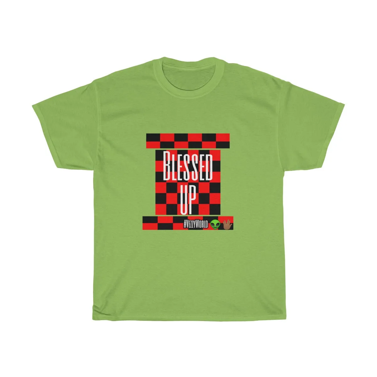 Red Checkered " Blessed Up" Tee 