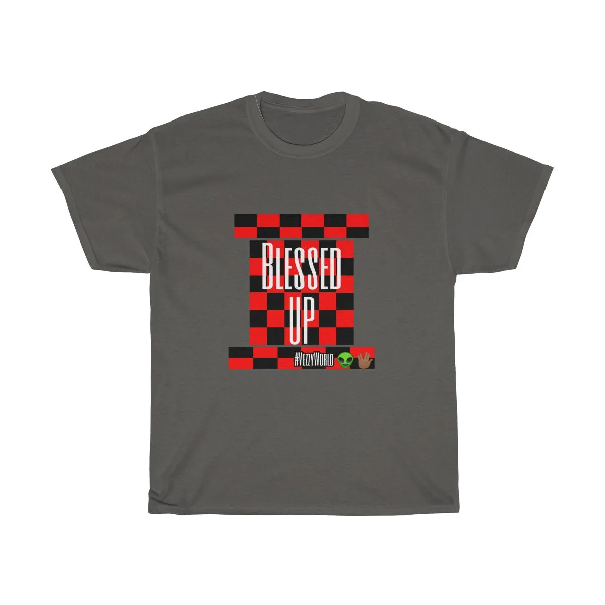 Red Checkered " Blessed Up" Tee 