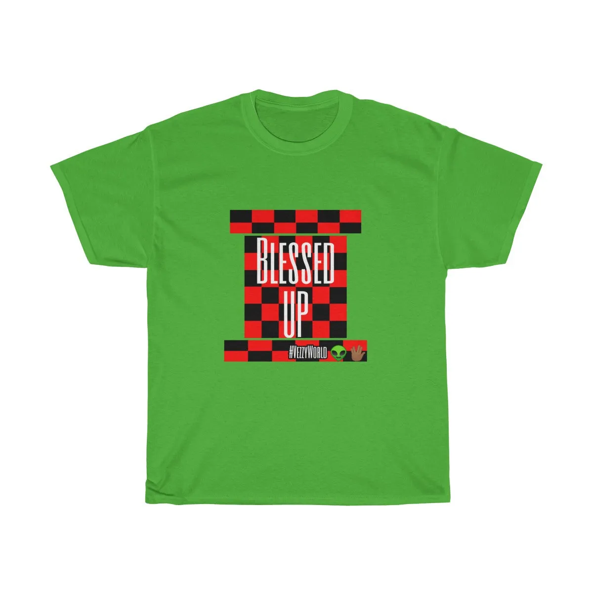 Red Checkered " Blessed Up" Tee 