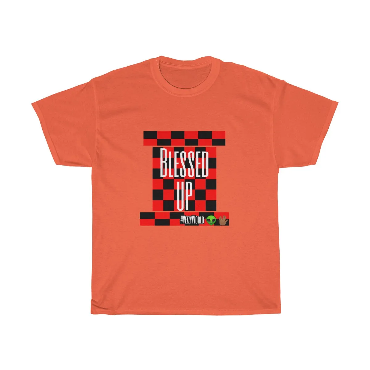 Red Checkered " Blessed Up" Tee 