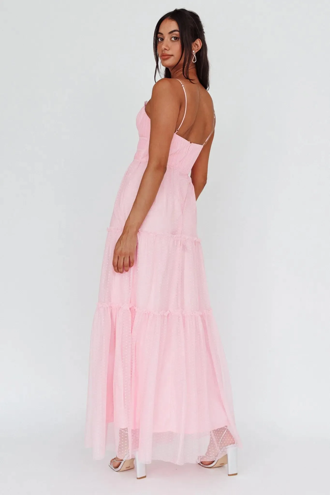 RILEY SWEATHEART NECKLINE MIDI DRESS - PINK