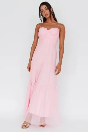 RILEY SWEATHEART NECKLINE MIDI DRESS - PINK