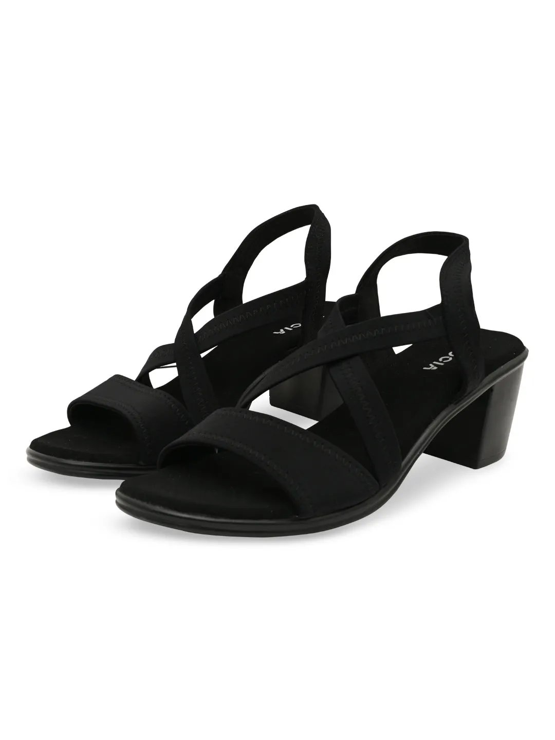 Rocia By Regal Black Women Comfort Strappy Block Heels