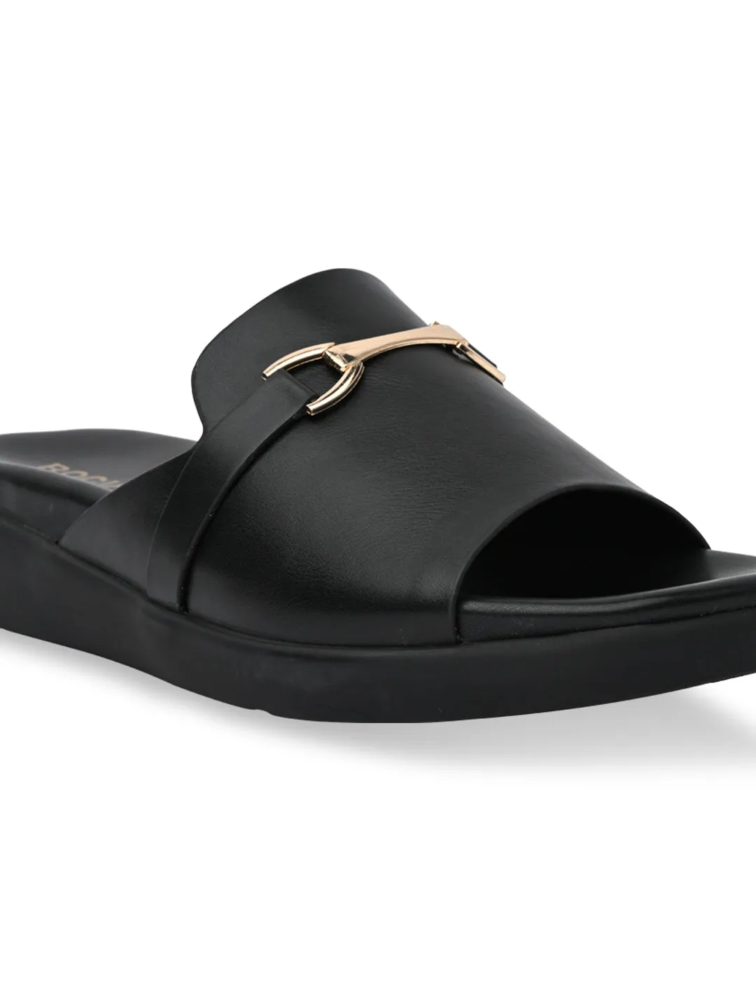 Rocia By Regal Black Women Stylish Buckled Flats
