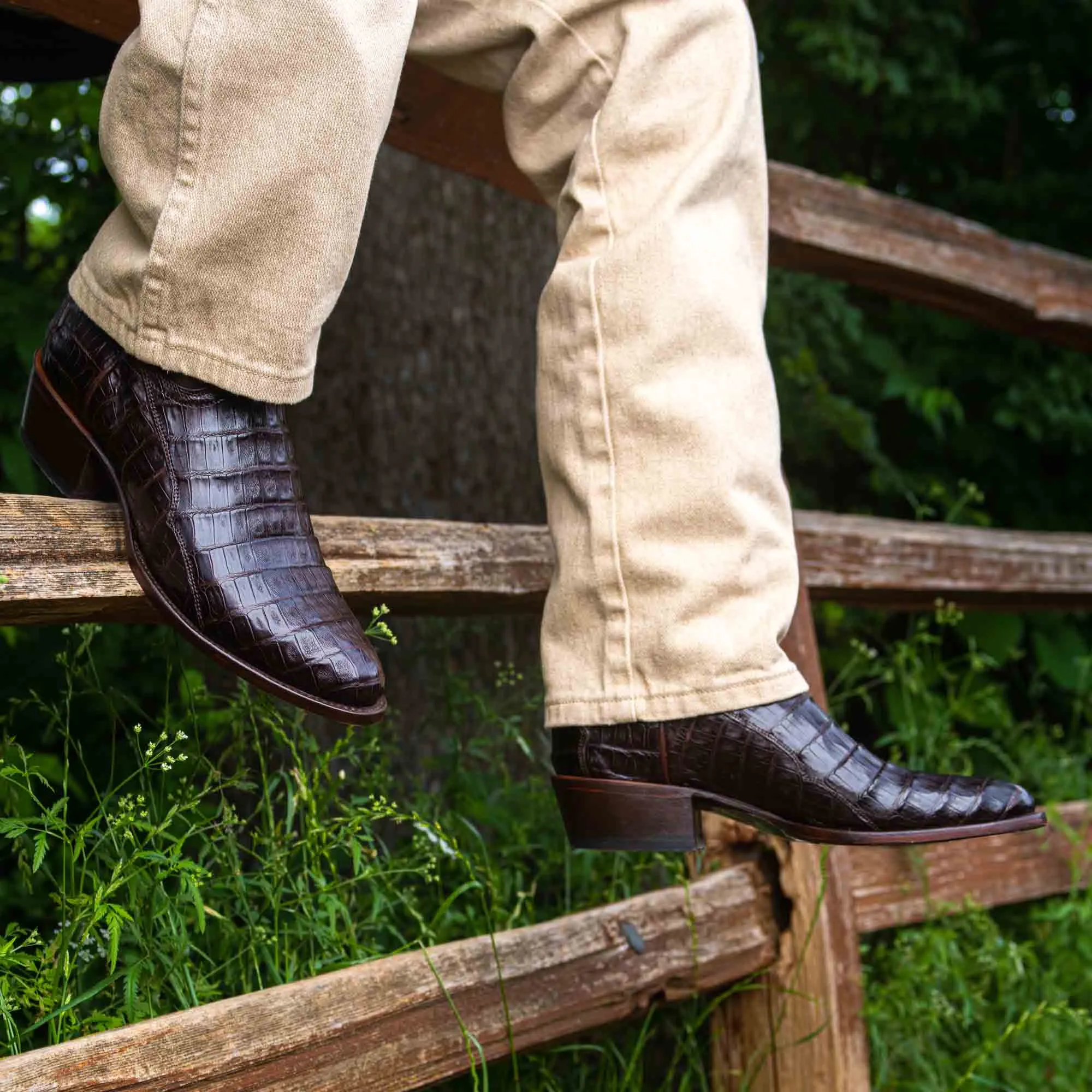 Rujo Boots Men's The Blake Chocolate Caiman Tail Boots