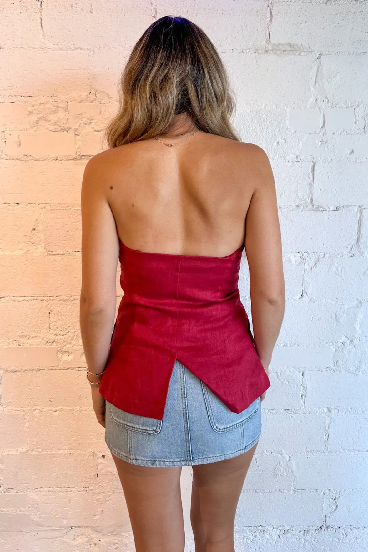 Scarlet Button Top