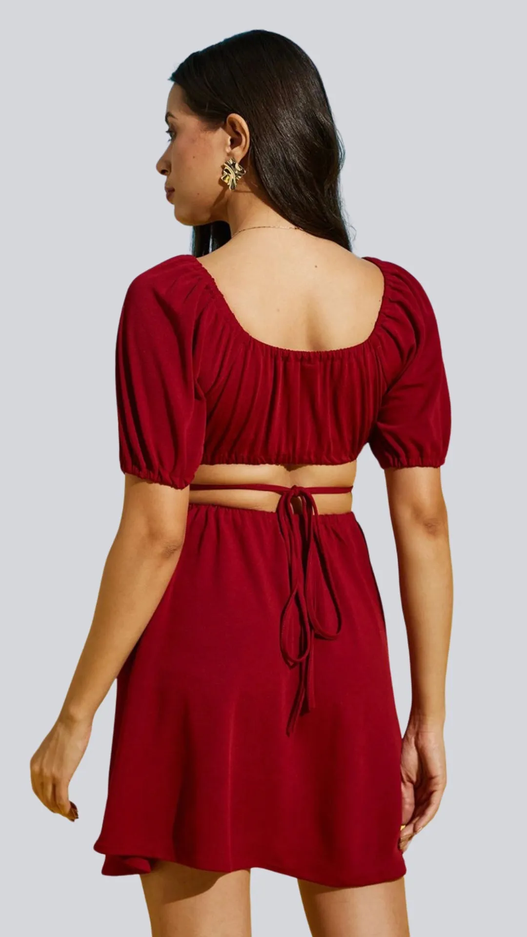 Seductive Lace Tie Back Mini Dress