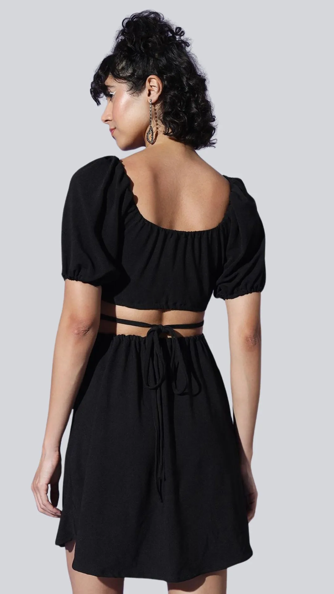 Seductive Lace Tie Back Mini Dress