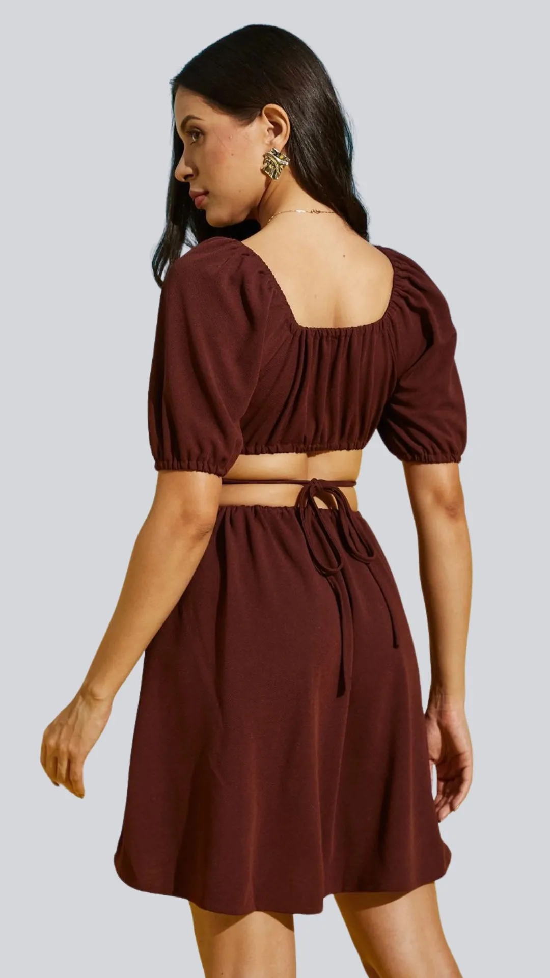 Seductive Lace Tie Back Mini Dress