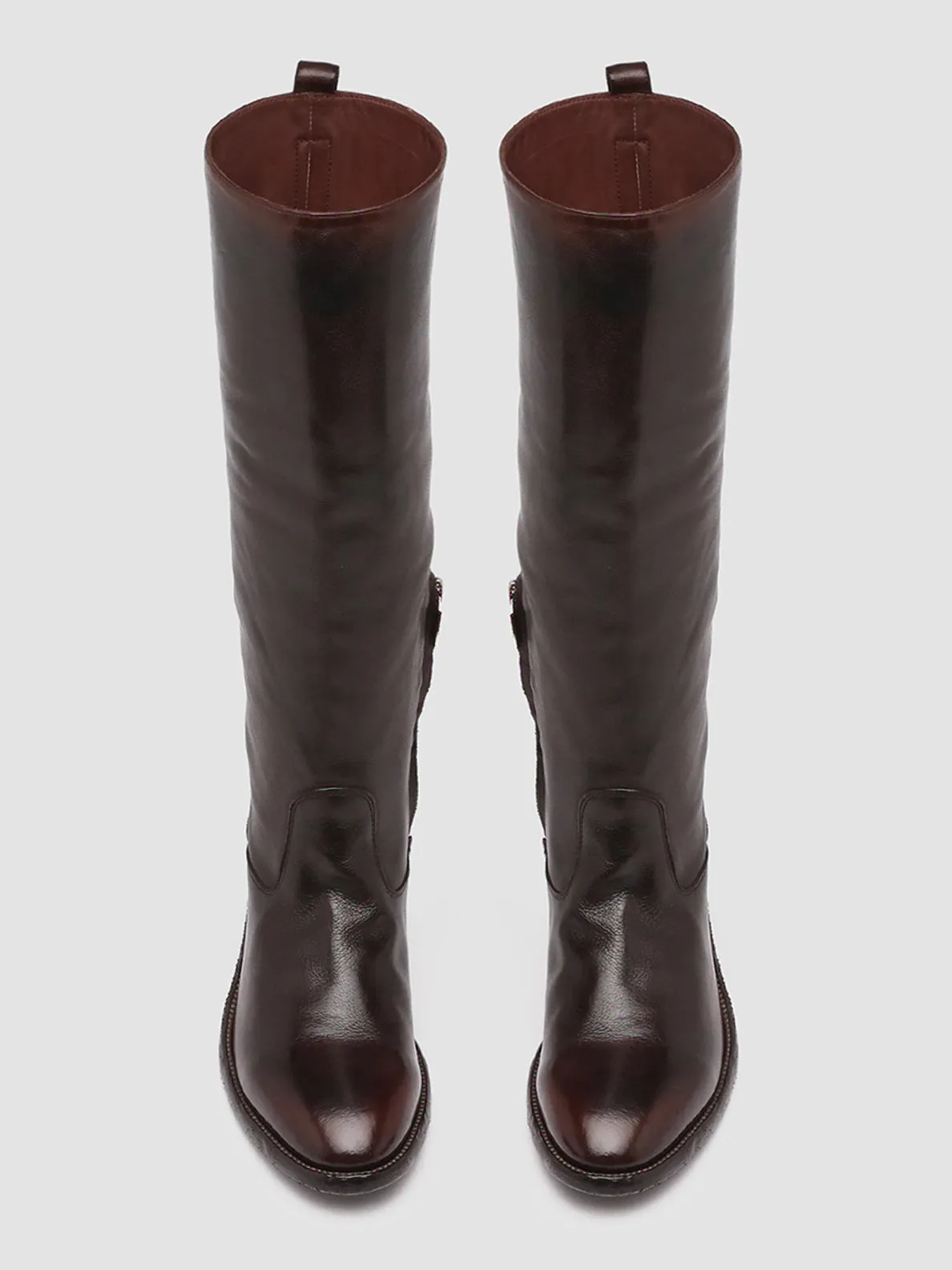 SELINE 013 - Brown Zipped Leather Boots