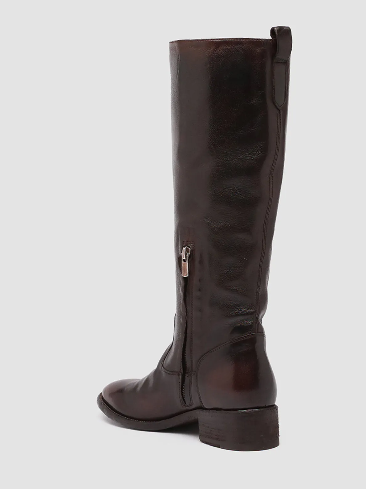 SELINE 013 - Brown Zipped Leather Boots
