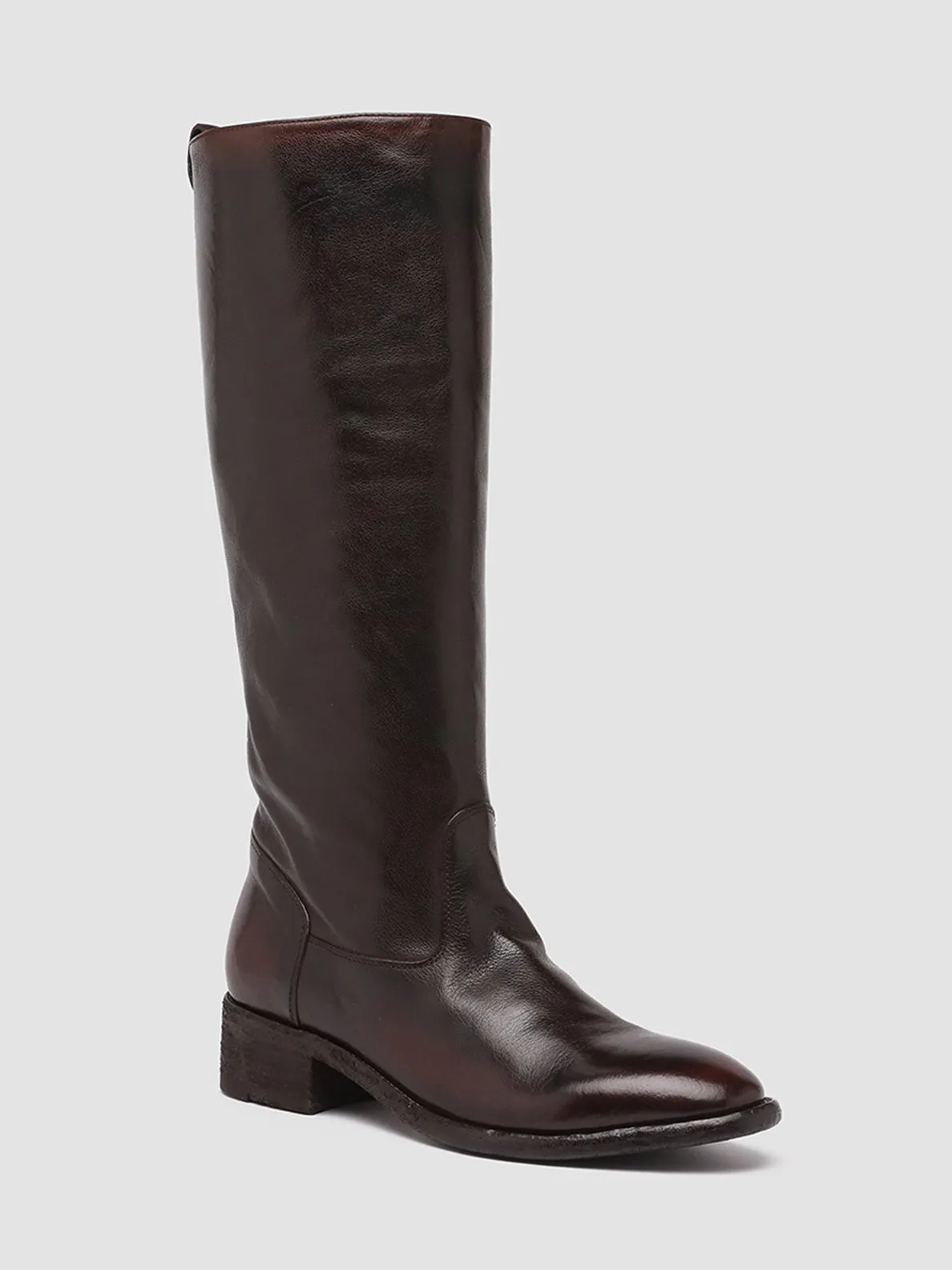 SELINE 013 - Brown Zipped Leather Boots
