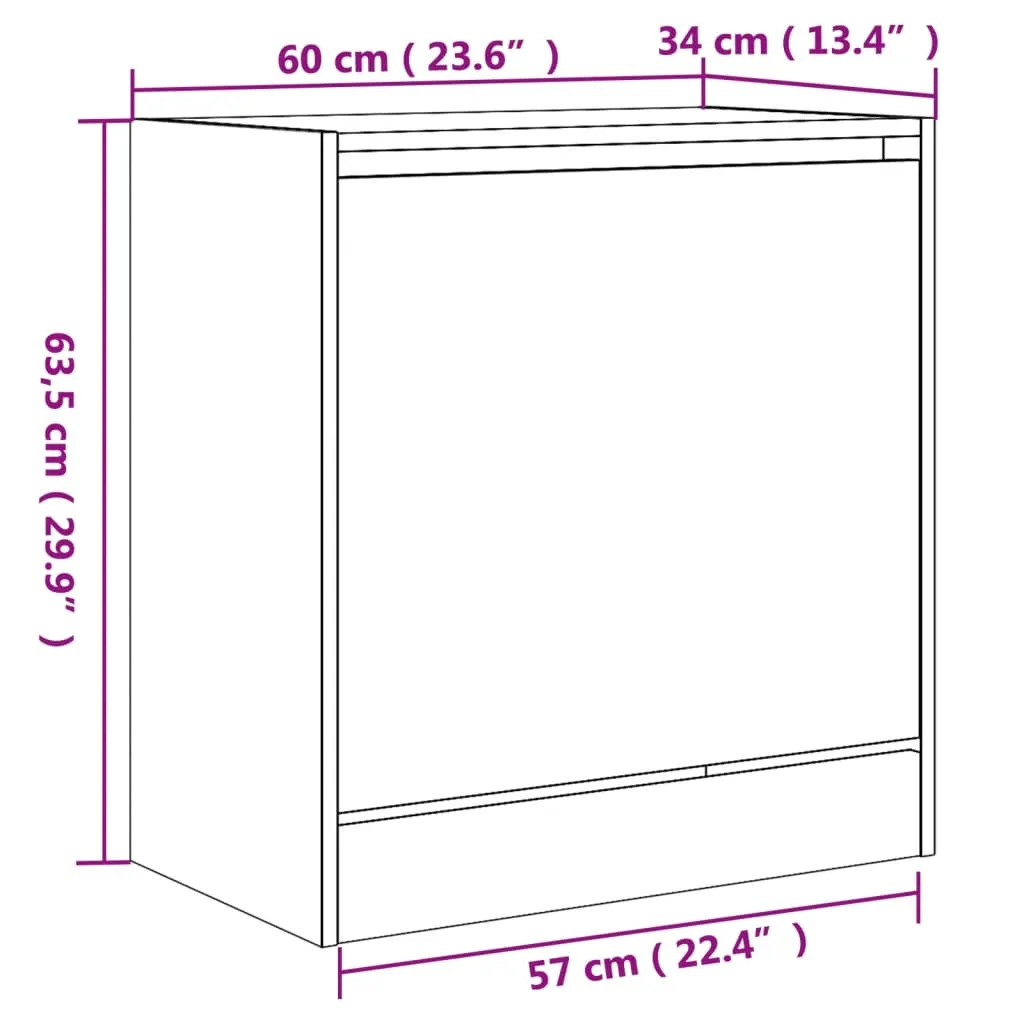 Shoe Cabinet Black 60x34x63.5 cm Engineered Wood