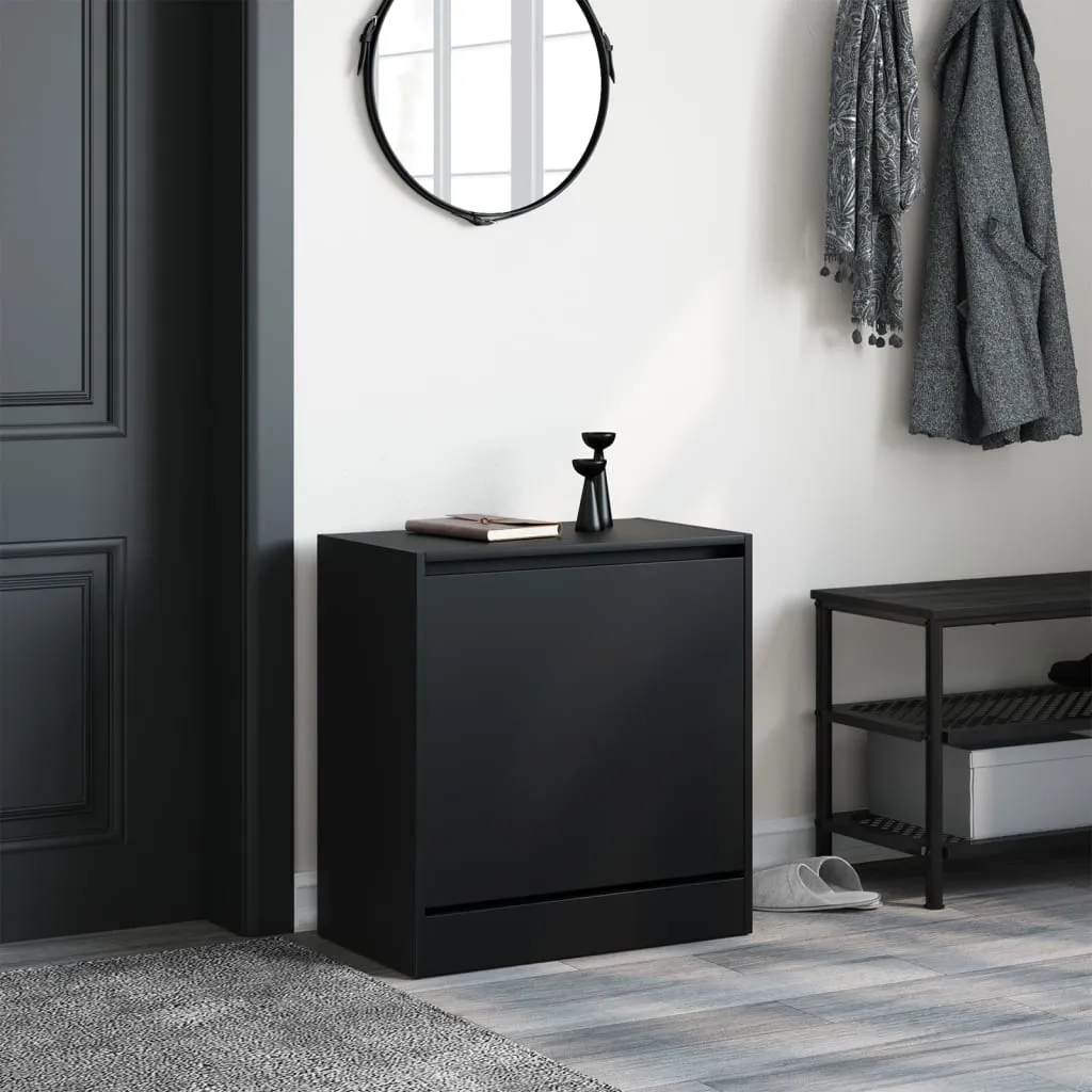 Shoe Cabinet Black 60x34x63.5 cm Engineered Wood
