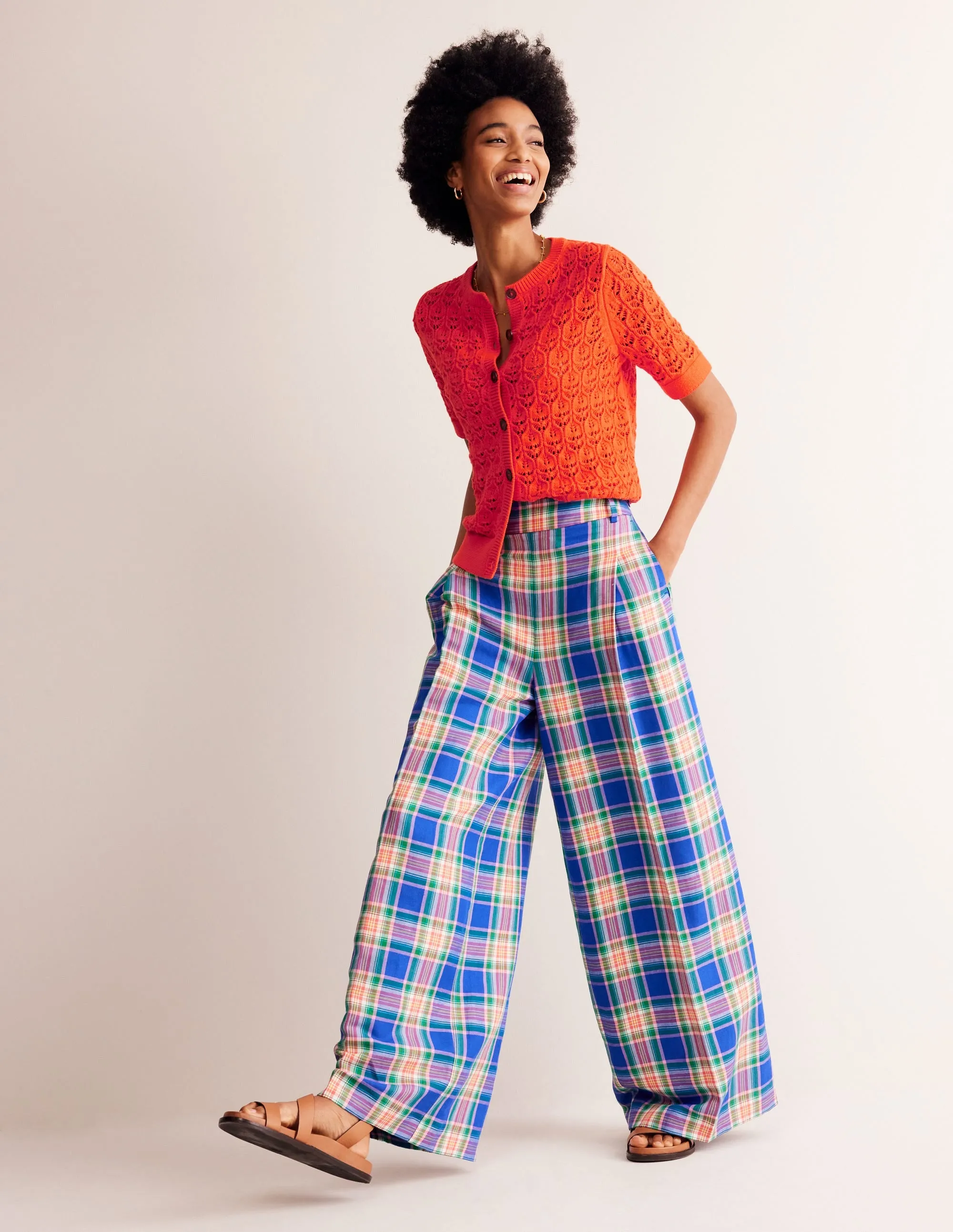Short Sleeve Crochet Cardigan-Gladioli Orange