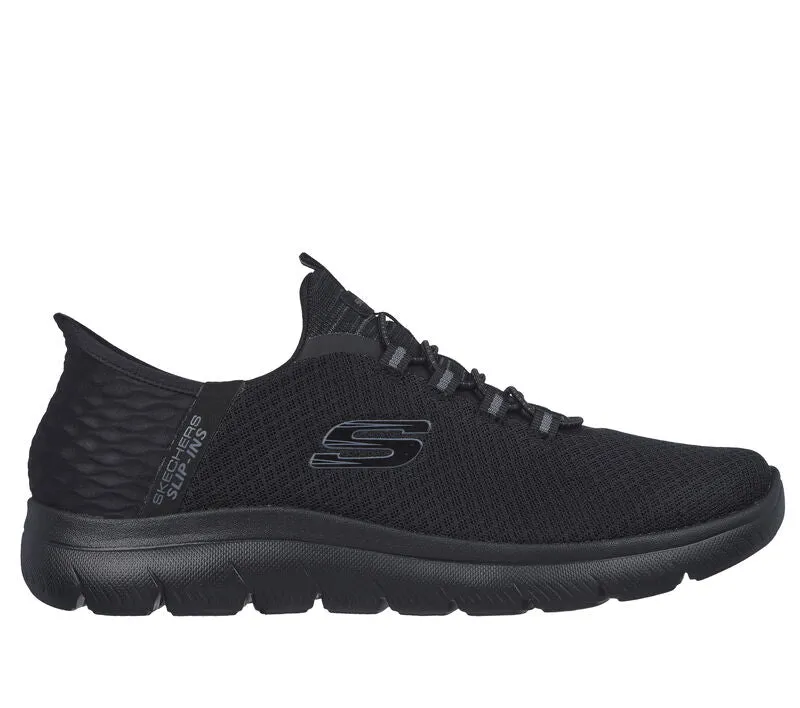Skechers Slip Ins 232457/BBK Black Mens Casual Comfort Slip On Elastic Lace Trainers