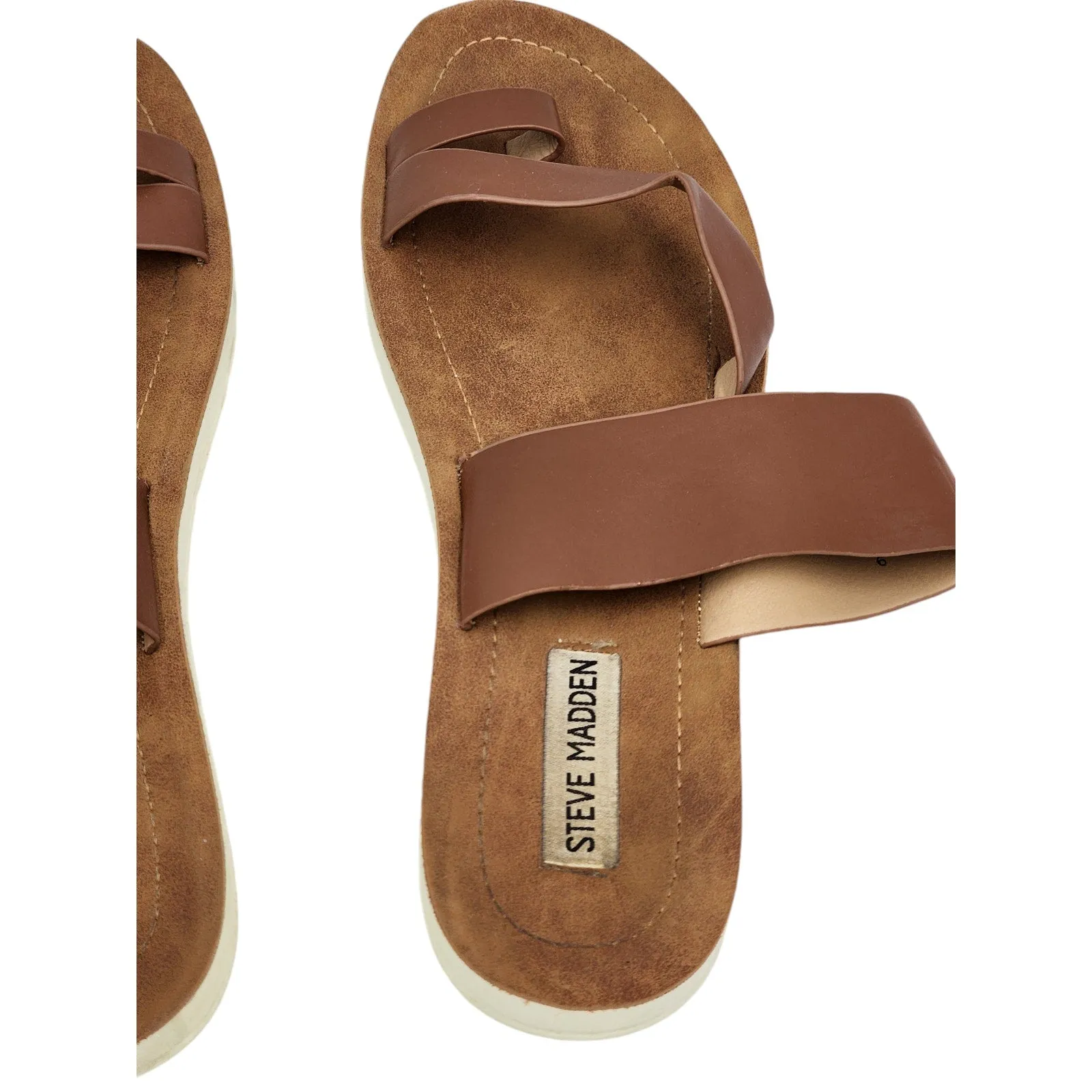 Steve Madden Sandals Womens 9 ABIA Shoes Brown Faux Leather Slip On Summer