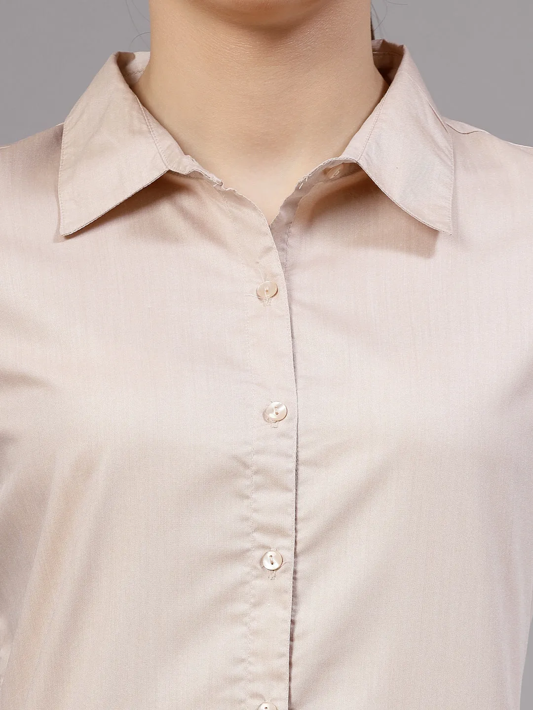 Style Quotient Women Solid Beige Regular Formal Shirt