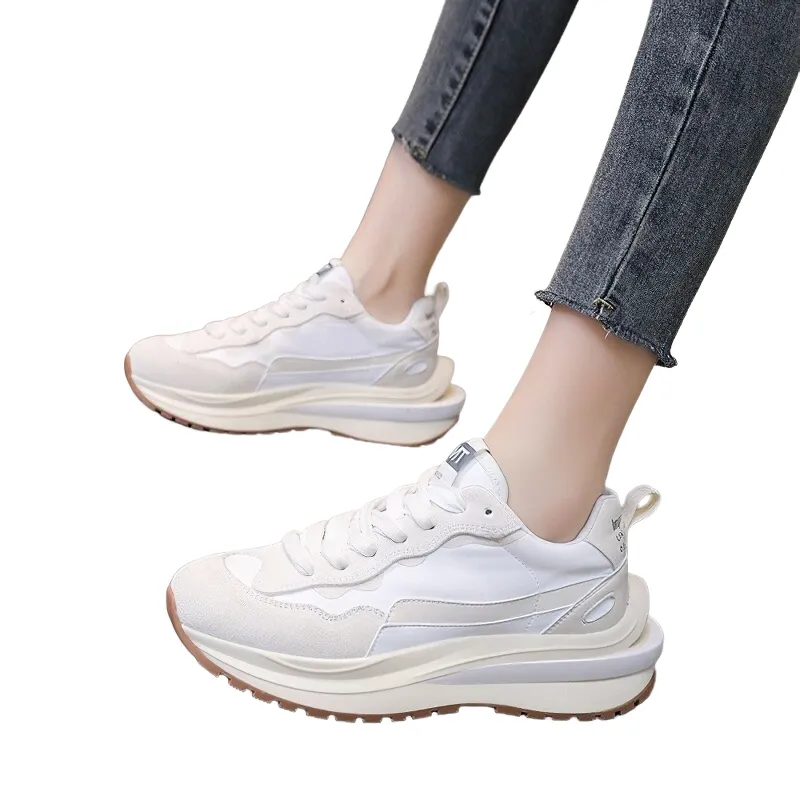 Stylish Sneakers Genuine Leather For Women / Casual Luminous Chunky Footwear Mixed Colors