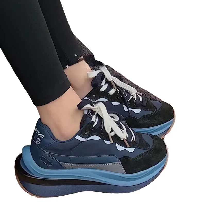 Stylish Sneakers Genuine Leather For Women / Casual Luminous Chunky Footwear Mixed Colors