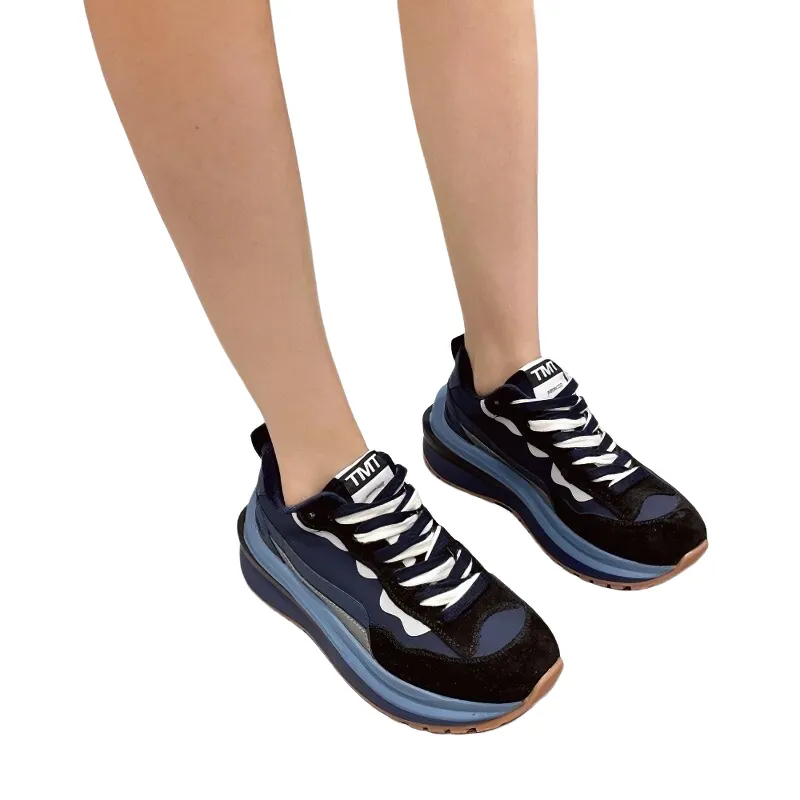 Stylish Sneakers Genuine Leather For Women / Casual Luminous Chunky Footwear Mixed Colors