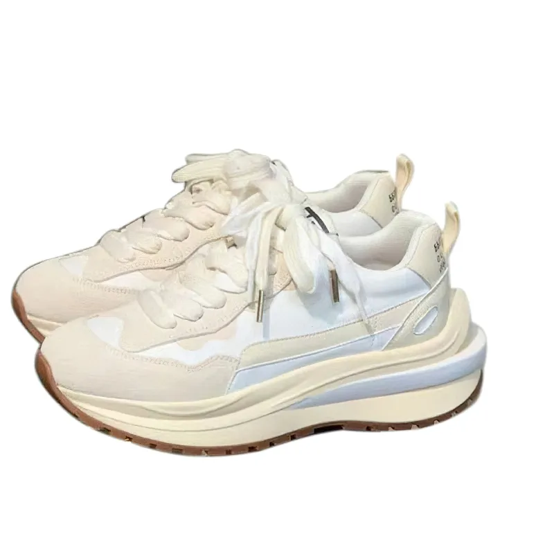 Stylish Sneakers Genuine Leather For Women / Casual Luminous Chunky Footwear Mixed Colors