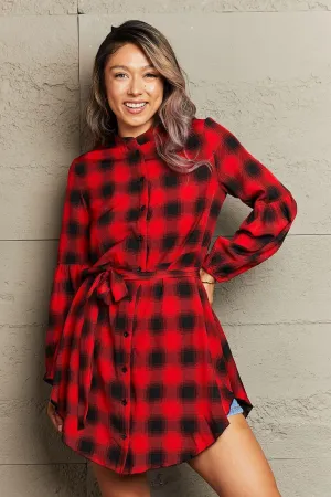 Stylishly Fun Balloon Sleeve Gingham Dress