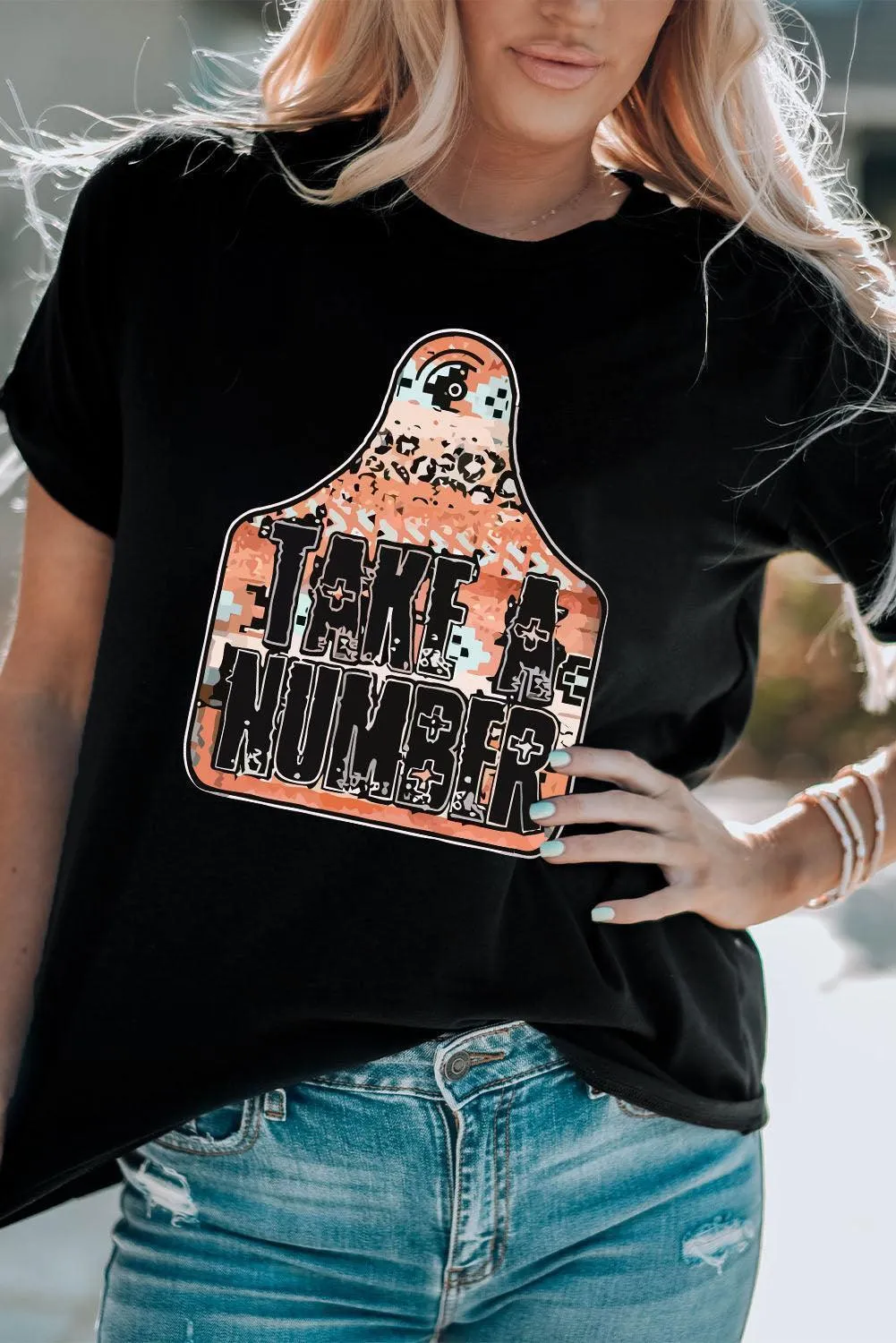 Take A Number Black Graphic T Shirt
