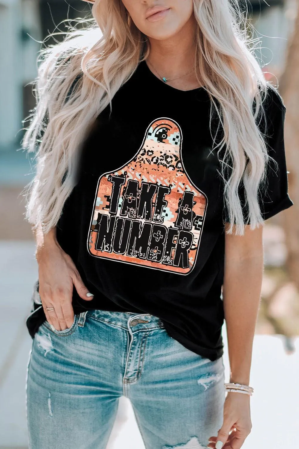 Take A Number Black Graphic T Shirt