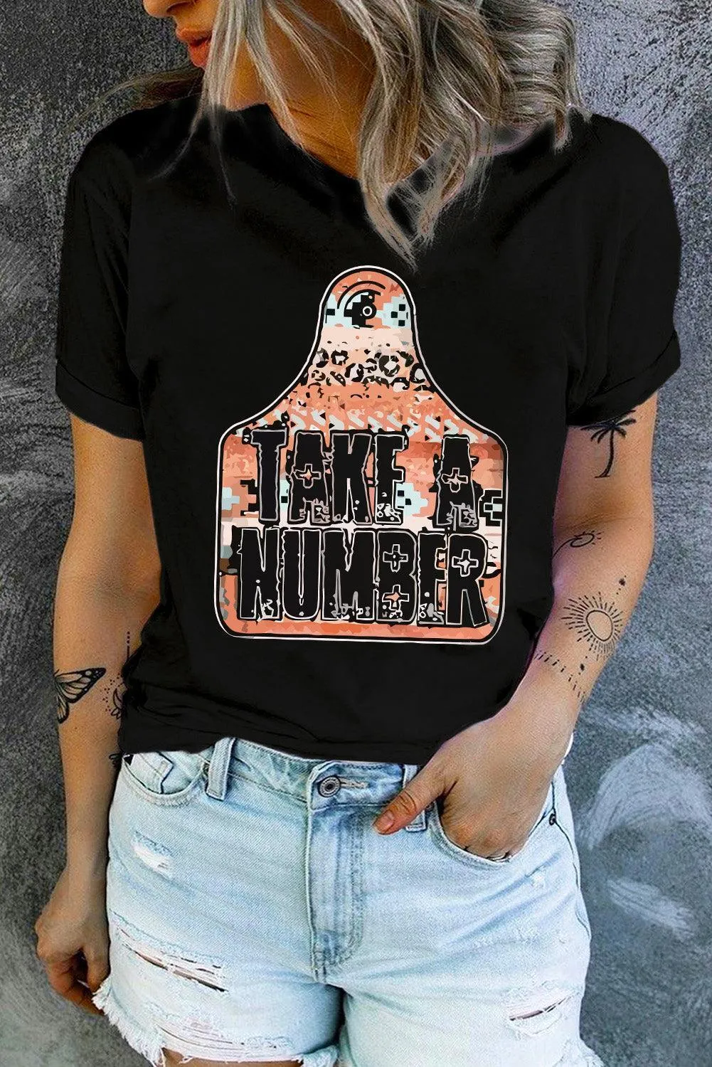 Take A Number Black Graphic T Shirt