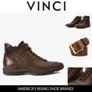 The Houston Leather Brown Lace-Up Casual Men Boot with a Zipper