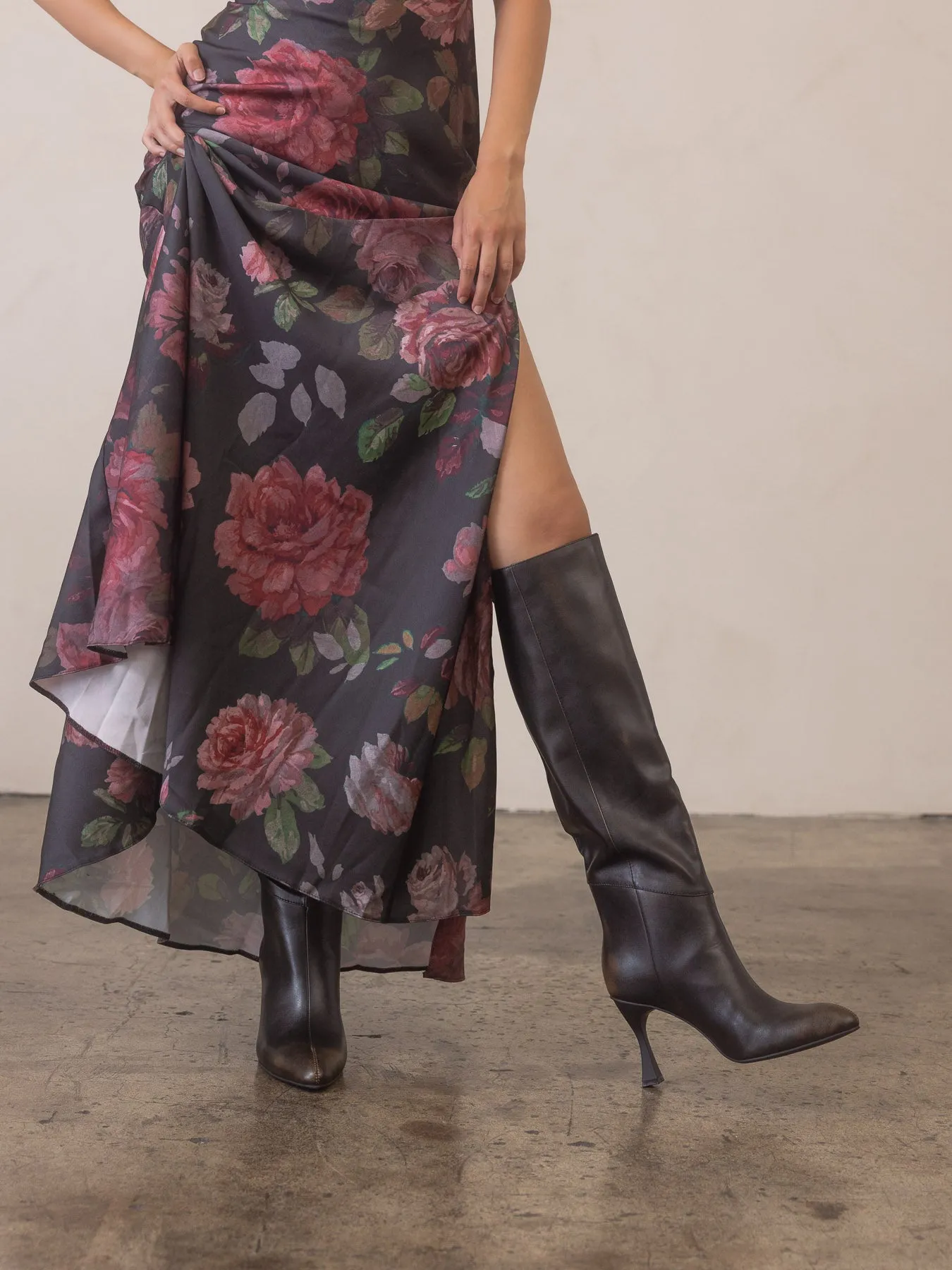 The Lexington | Black Pointed Toe Knee High Boot