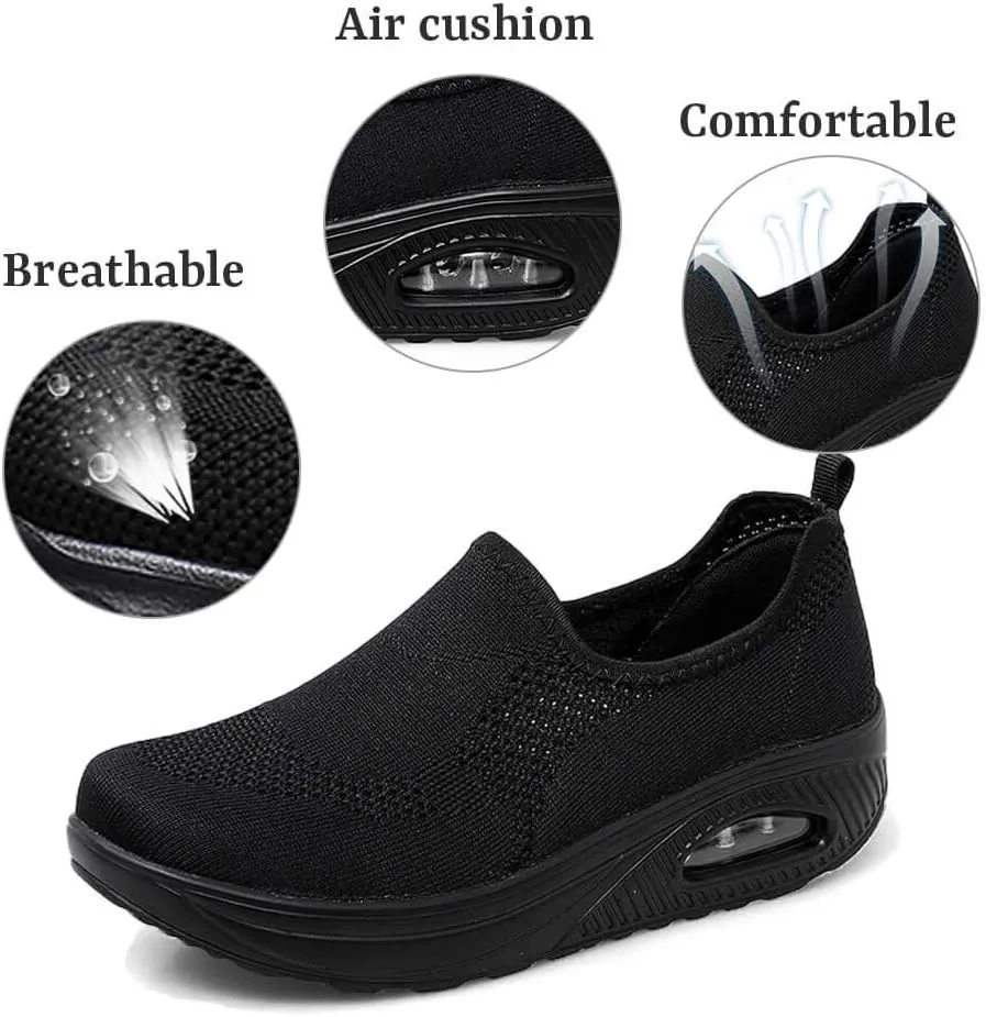 VARSKARC Women's Breathable Casual Air Cushion Slip-on Shoes Walking Running Athletic Sport Shoes