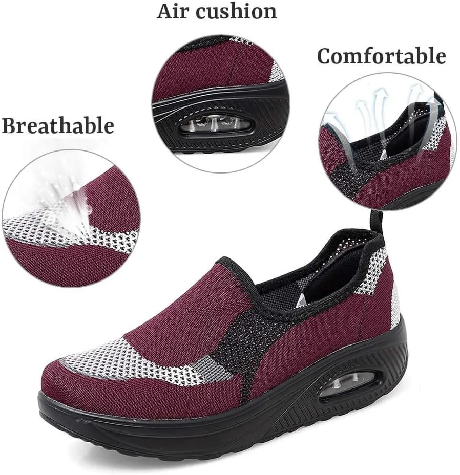 VARSKARC Women's Breathable Casual Air Cushion Slip-on Shoes Walking Running Athletic Sport Shoes