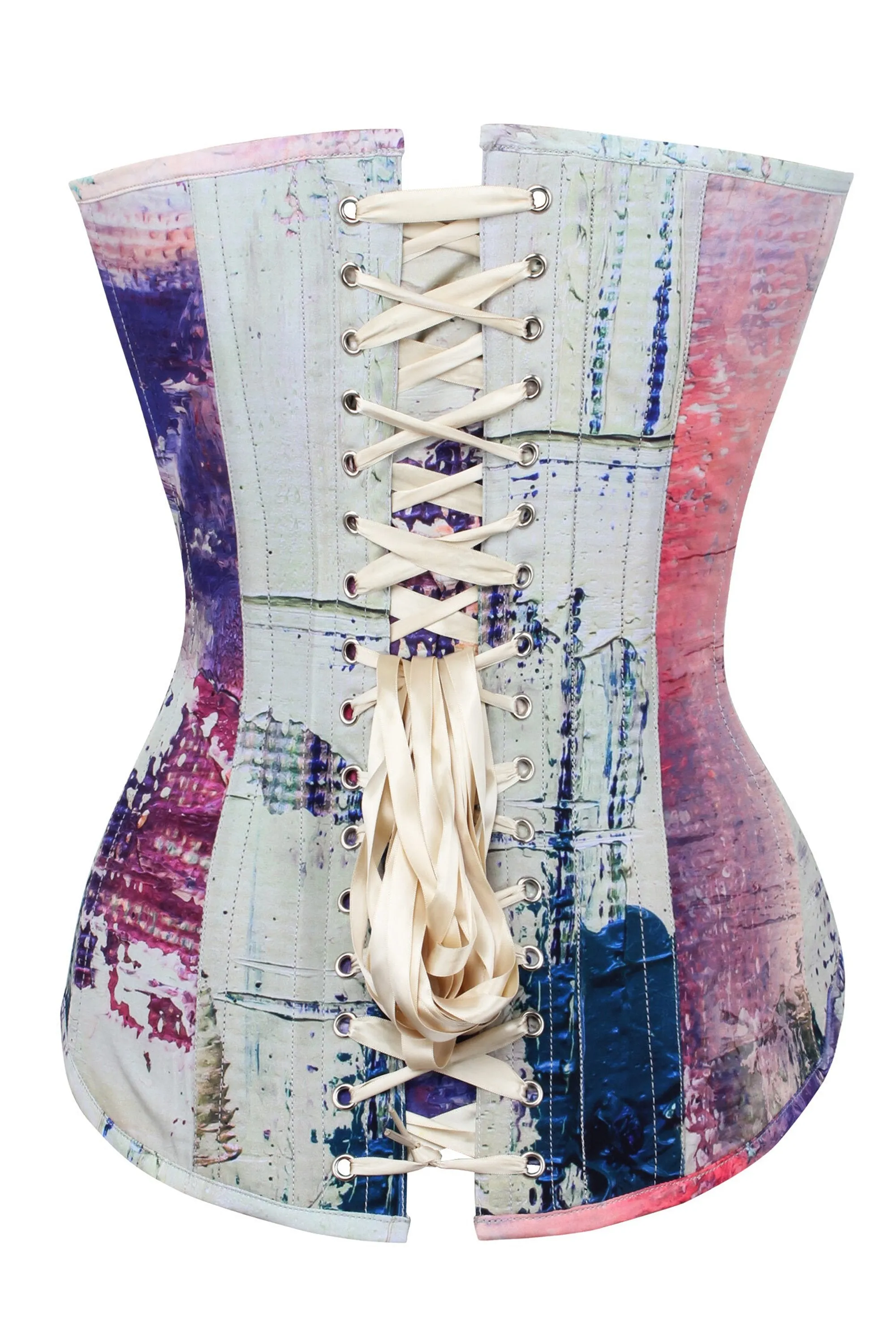 Vibrant Purple and Cream Snakeprint Longline Overbust Corset