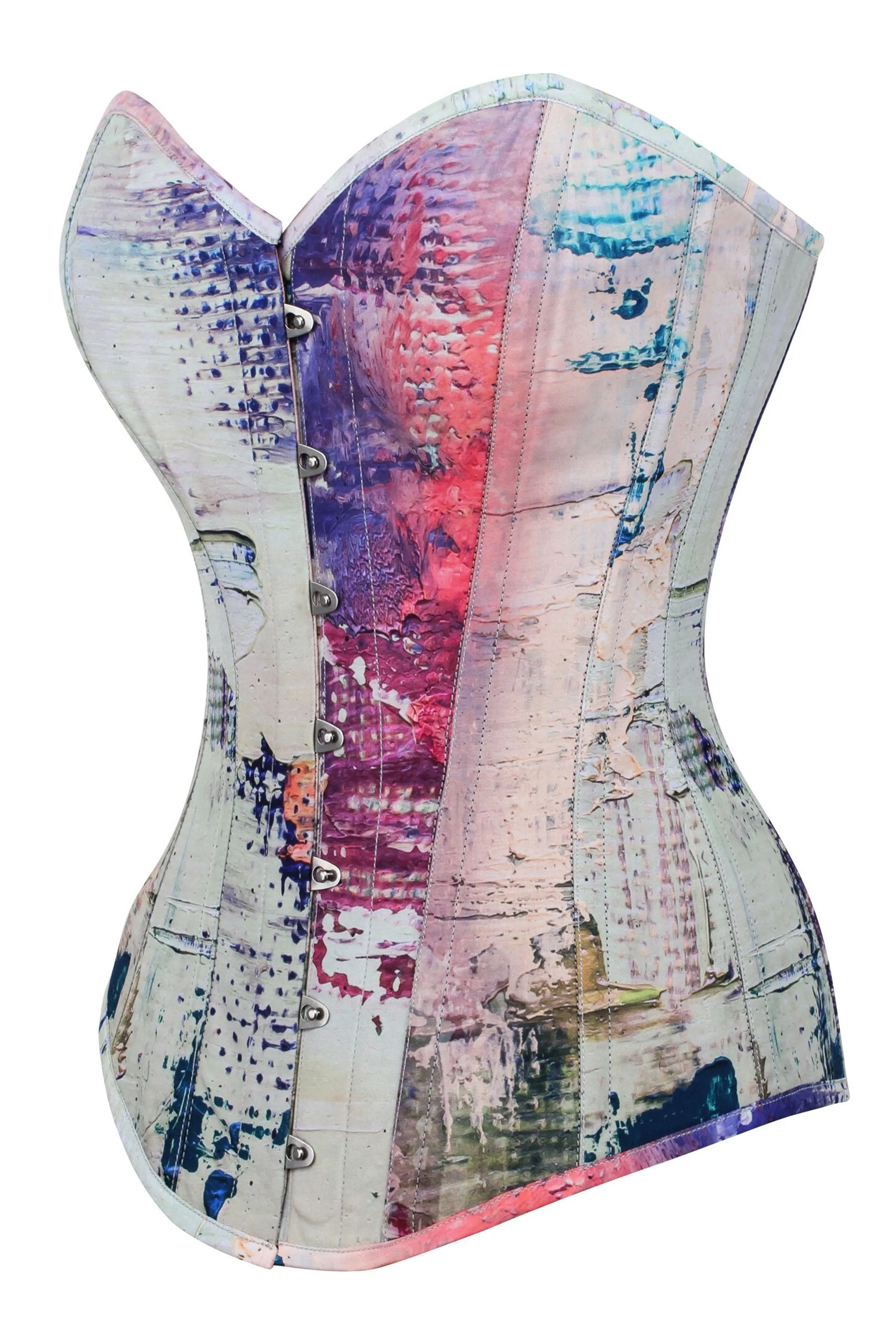 Vibrant Purple and Cream Snakeprint Longline Overbust Corset
