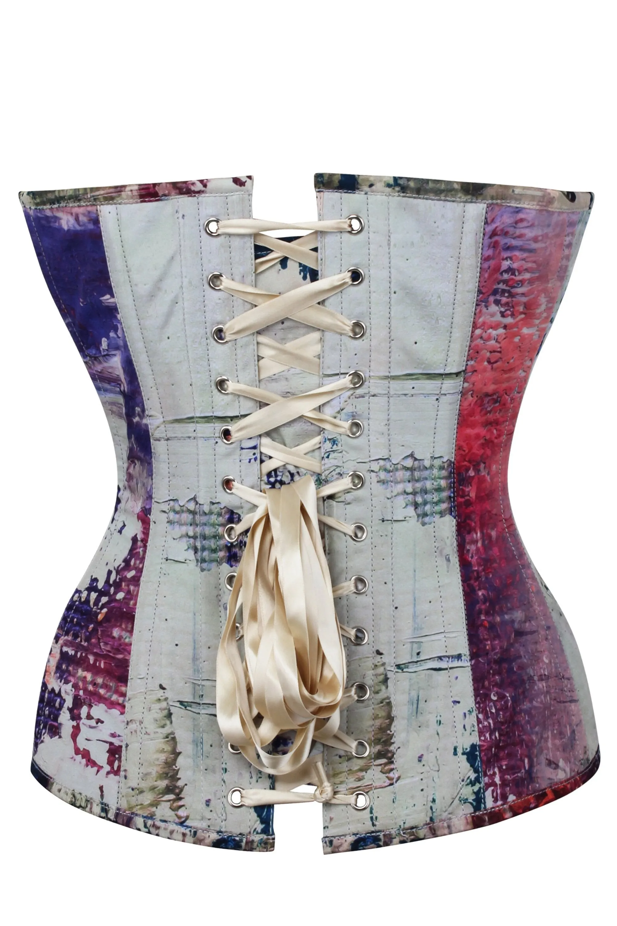 Vibrant Purple and Cream Snakeprint Overbust Corset