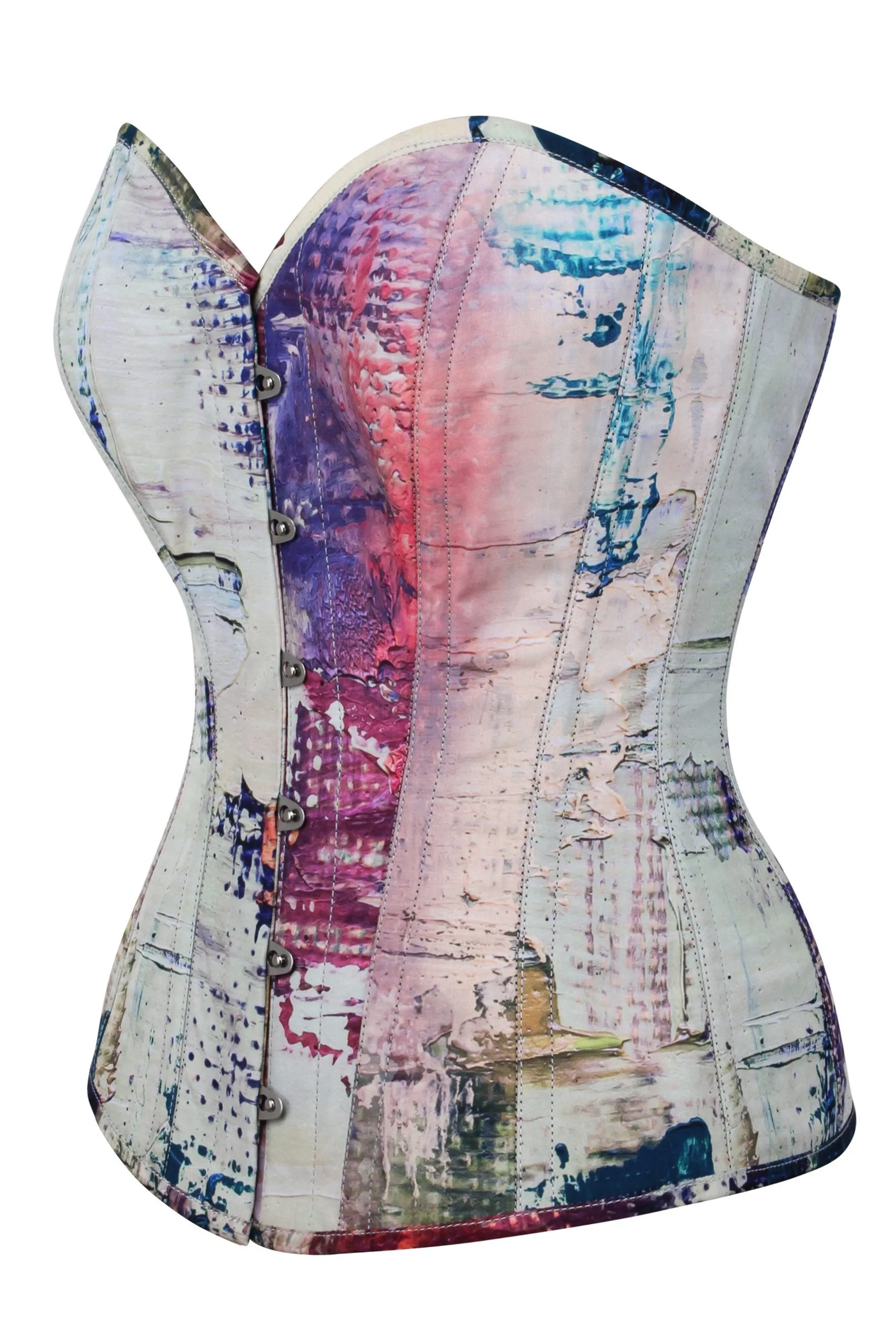 Vibrant Purple and Cream Snakeprint Overbust Corset