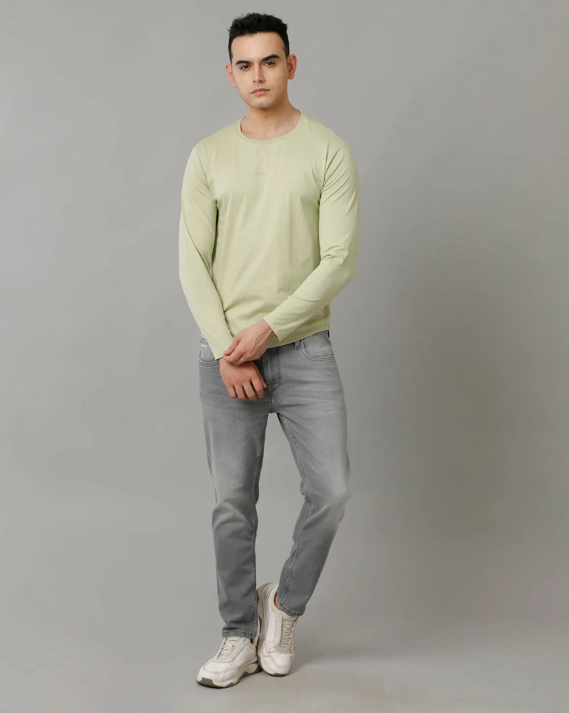 Voi Mens Charcoal Grey Track Cropped Skinny Jeans