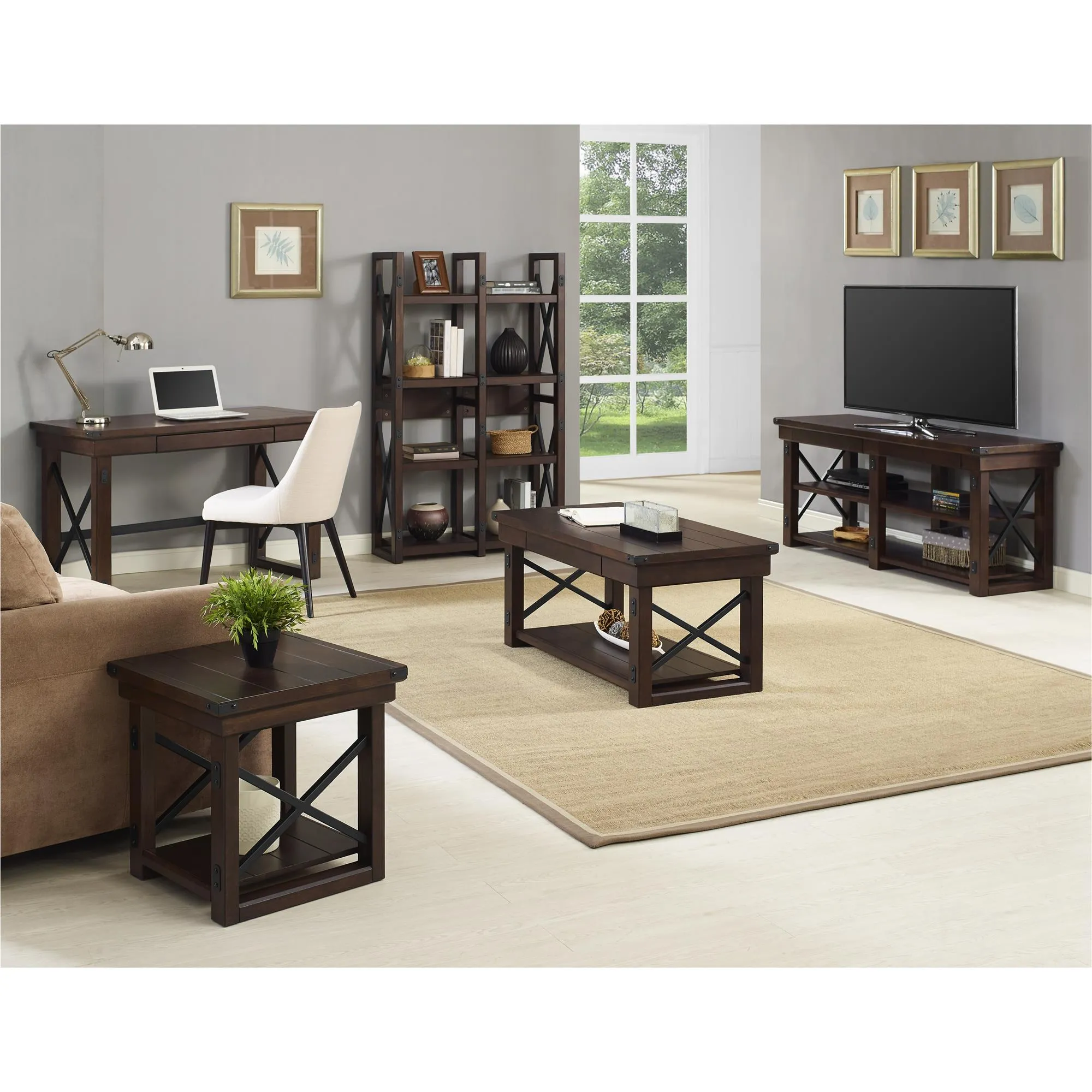 Wildwood Wood Veneer Entryway Bench, Espresso