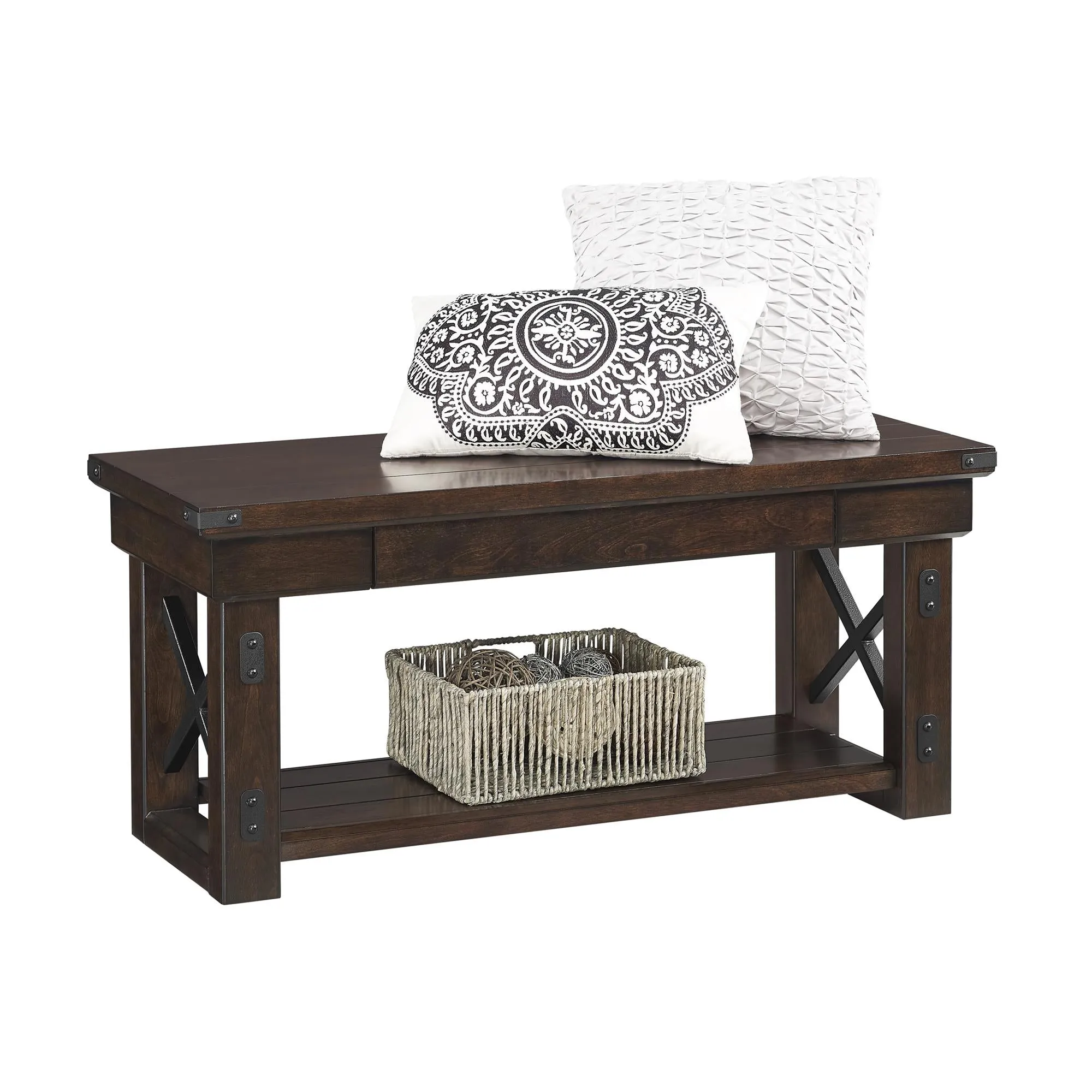 Wildwood Wood Veneer Entryway Bench, Espresso