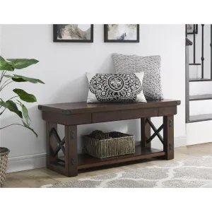 Wildwood Wood Veneer Entryway Bench, Espresso