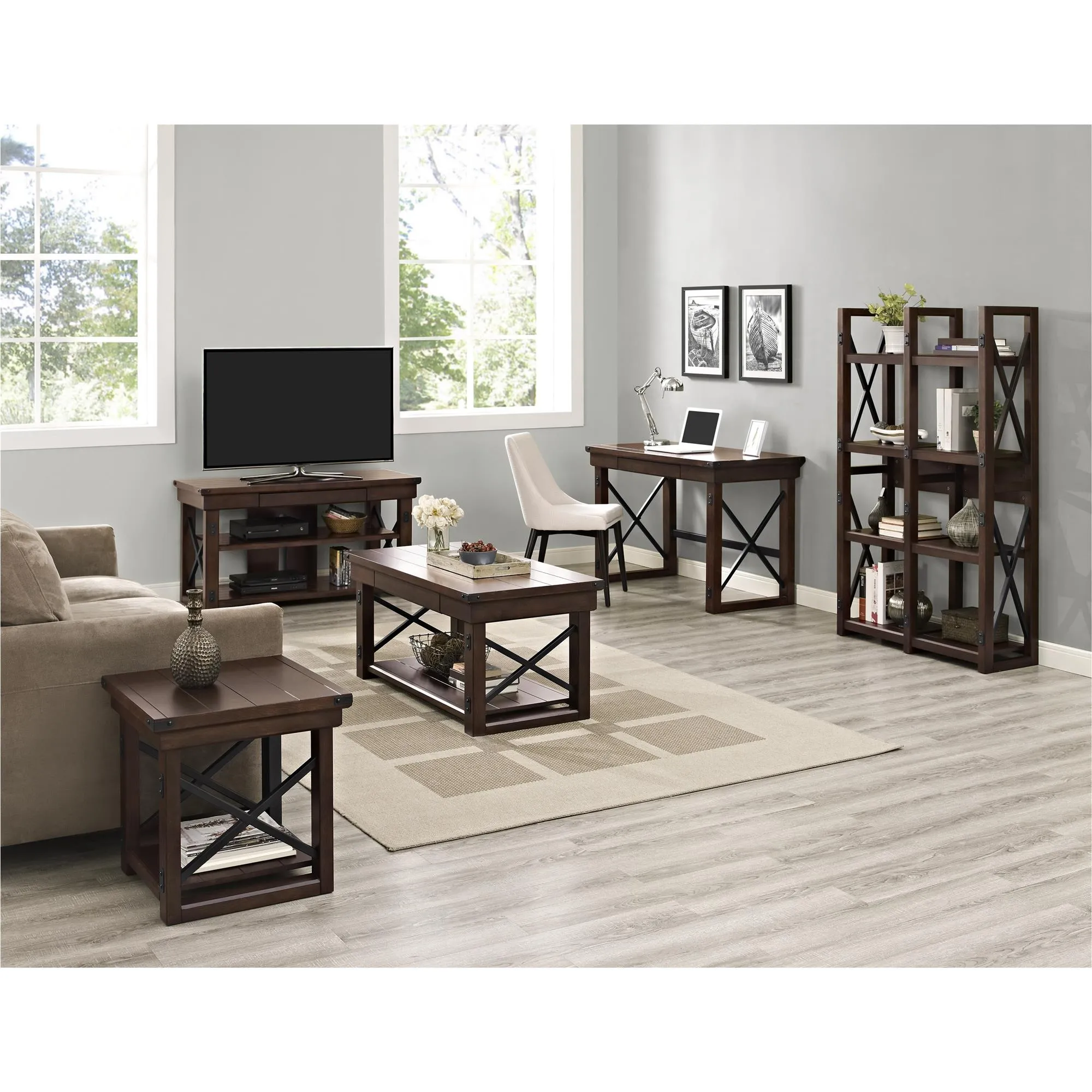 Wildwood Wood Veneer Entryway Bench, Espresso