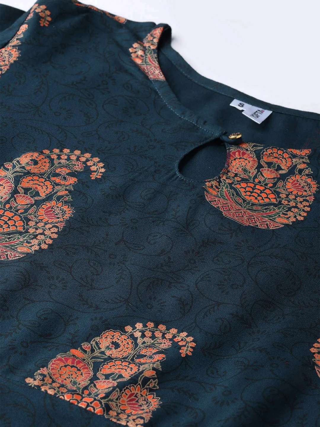 Women Navy Blue & Orange A-Line Dress