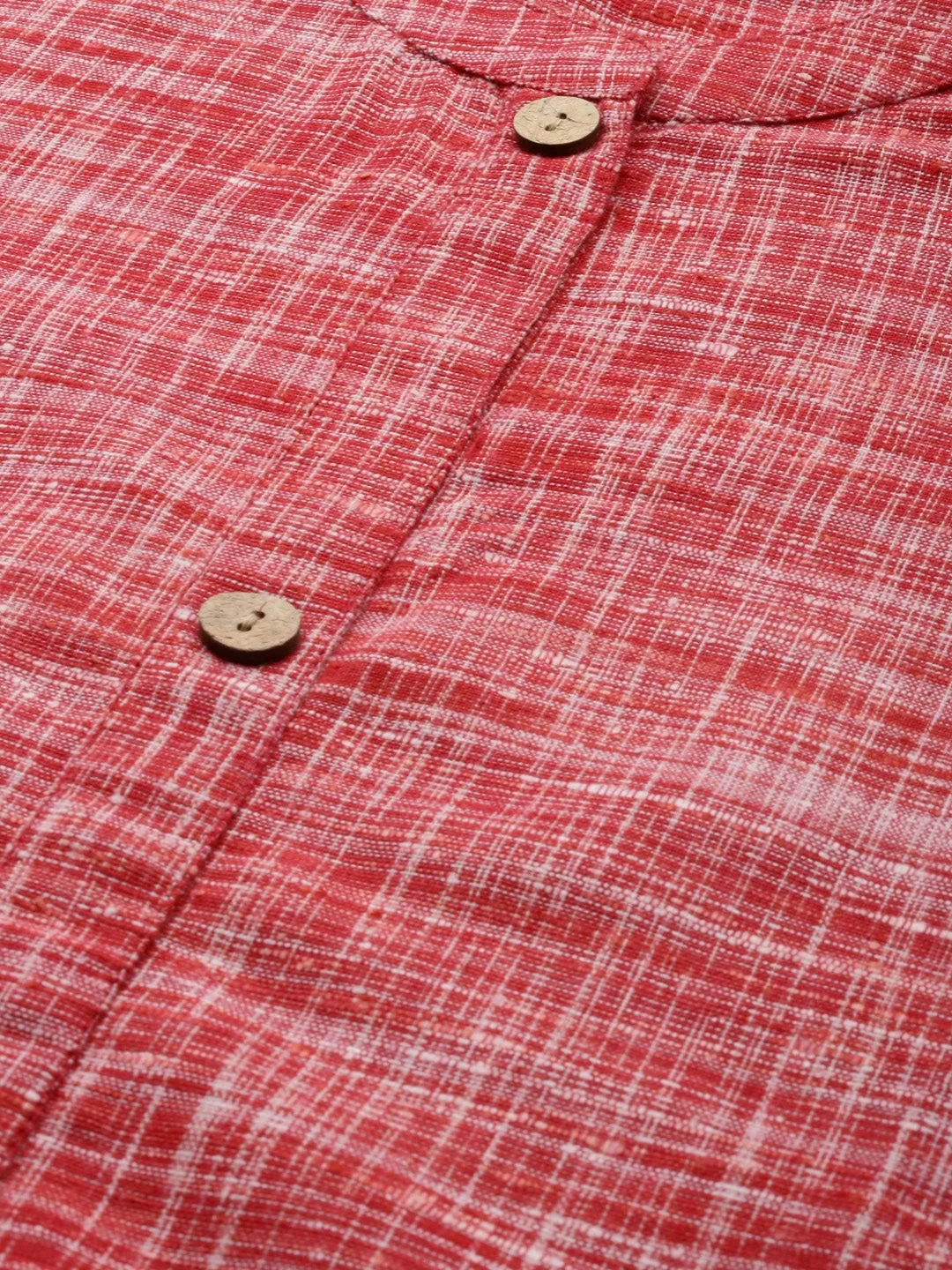 Women Red & White A-Line Kurta