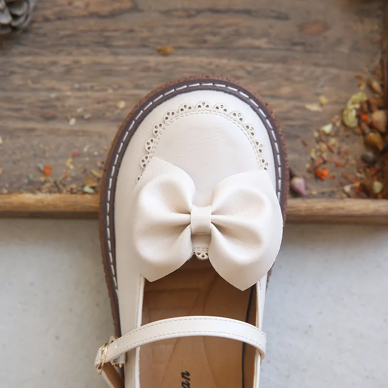 Women Retro Style Bowknot PU Casual Loafers